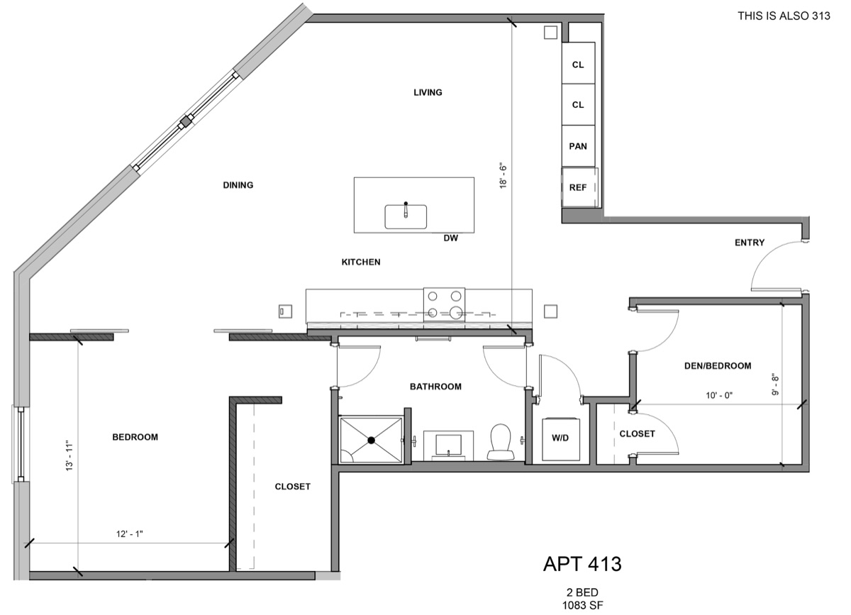 2D architectural floor plan APT 413